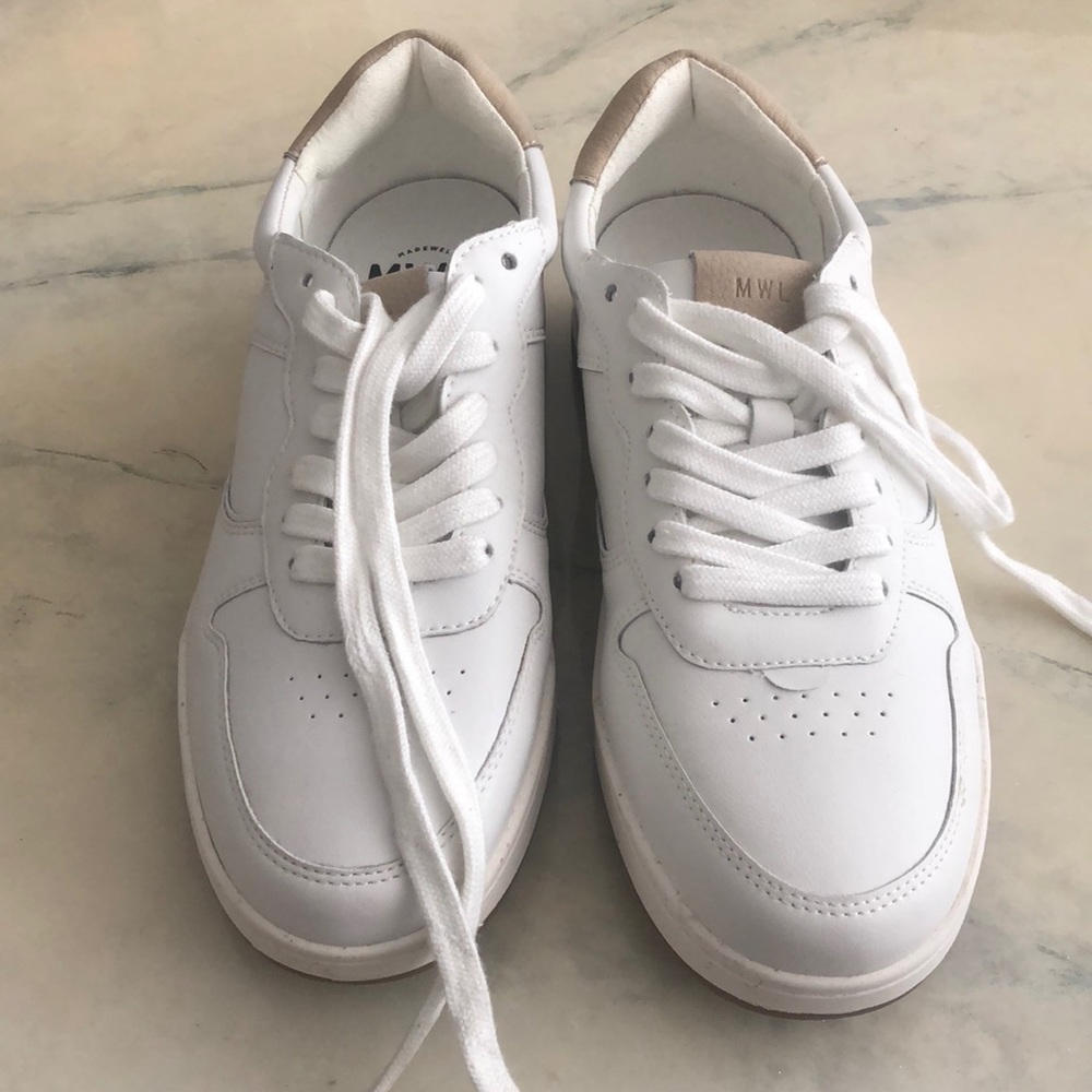 🆕 NWOB Madewell White Leather Sneakers Sz 10